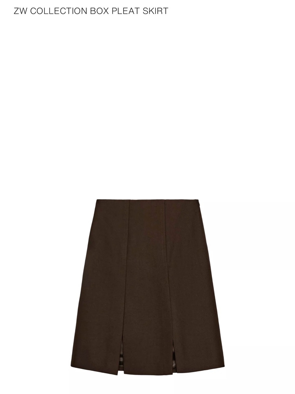 Zara Chocolate Brown A-Line Box Pleat Skirt